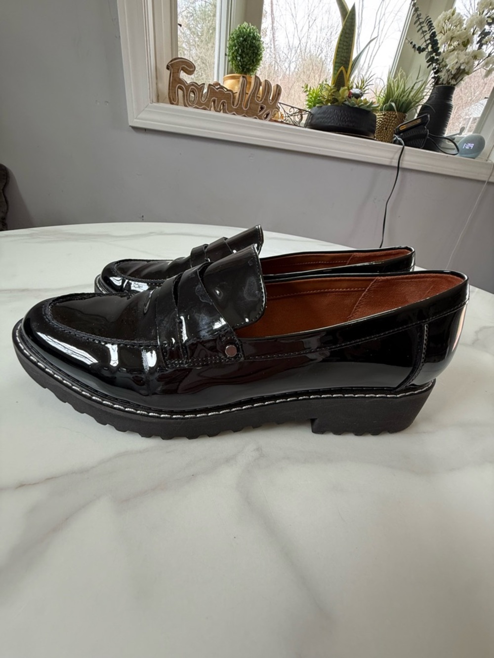 Franco Sarto Black Patent Leather Slip-On Loafers